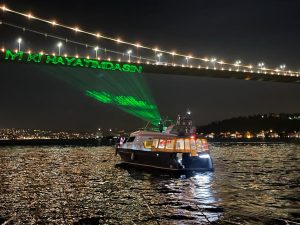 Writing on the Bosphorus Bridge with Laser
